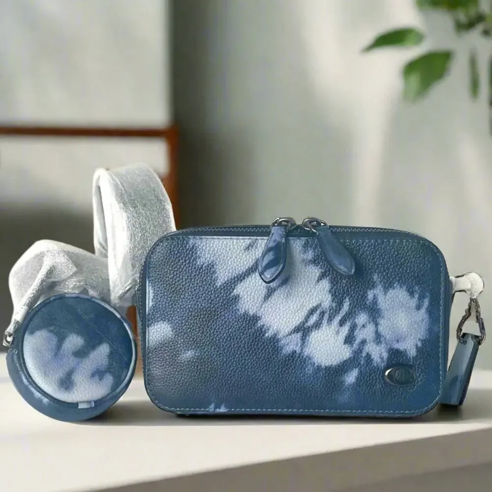 Coach Charter Slim Crossbody CU208 Blue Tie Dye Leather Sling Bag